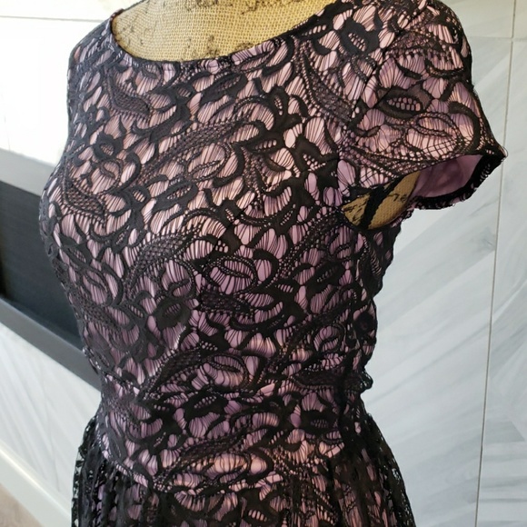 Three Hearts dress black purple lavender lace short sleeve Size 5 - Picture 3 of 6